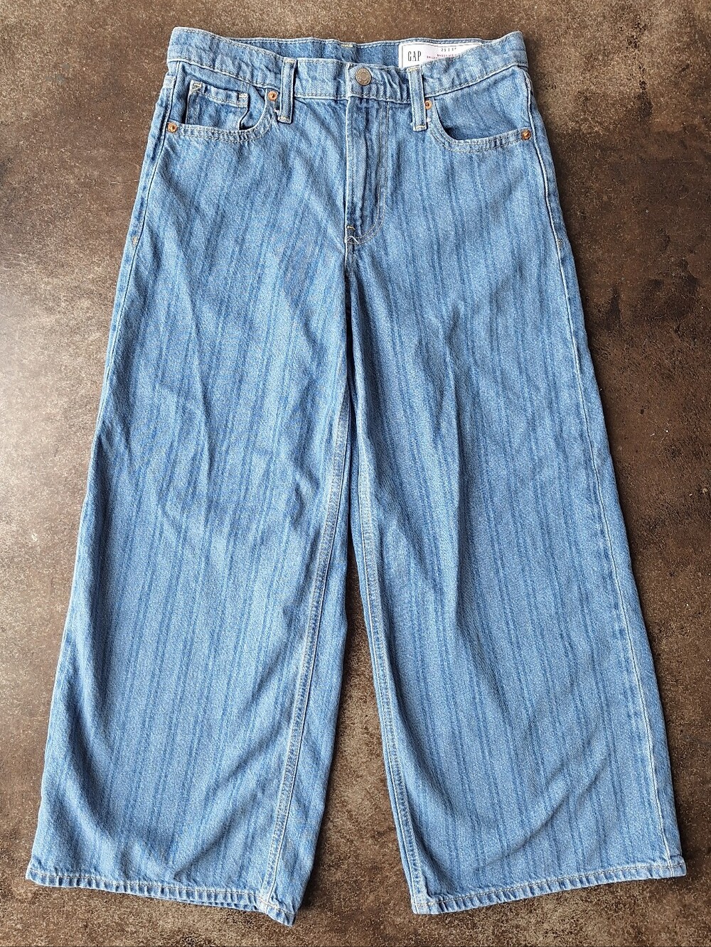 GAP Baggy Wide-Leg Striped Denim Pants - 90s, Light Wash - Women Size 25